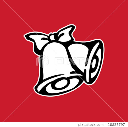 Vector of outline Christmas bells on red backgroun 18827797
