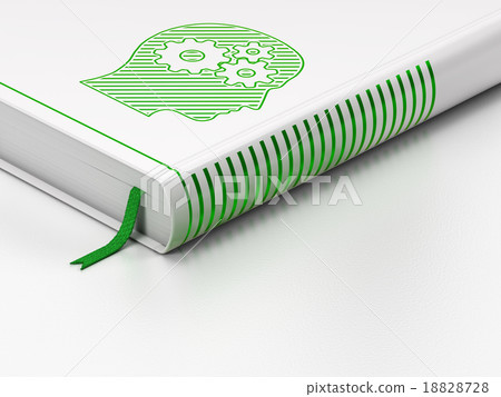 Marketing concept: closed book, Head With Gears on 18828728
