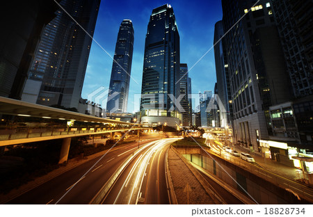traffic in Hong Kong at sunset time 18828734