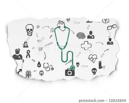 Health concept: Stethoscope on Torn Paper Health concept: Stethoscope on Torn Paper 18828809