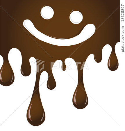 Melted chocolate dripping with smiley face - Stock Illustration