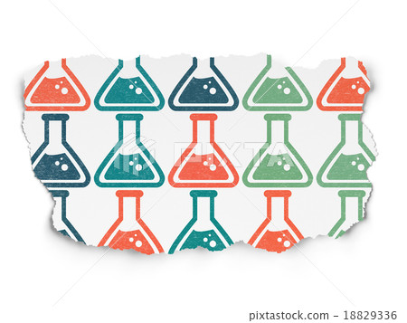 Science concept: Flask icons on Torn Paper Science concept: Flask icons on Torn Paper 18829336