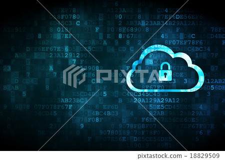Cloud networking concept: Cloud With Padlock on Cloud networking concept: Cloud With Padlock on 18829509