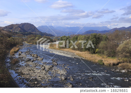 Tone River flowing around Numata 18829881