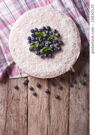 blueberry cheesecake with mint top view blueberry cheesecake with mint top view 18830120