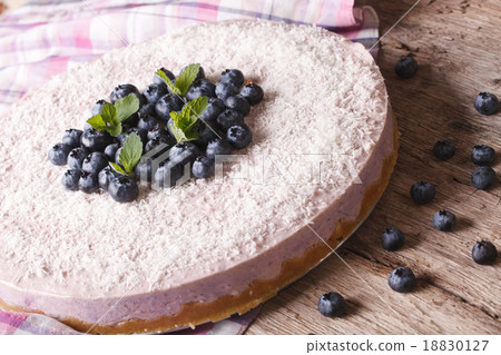 blueberry cheesecake with coconut close-up blueberry cheesecake with coconut close-up 18830127