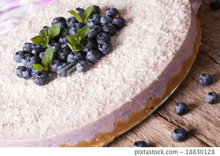 blueberry cheesecake with coconut close-up blueberry cheesecake with coconut close-up 18830128