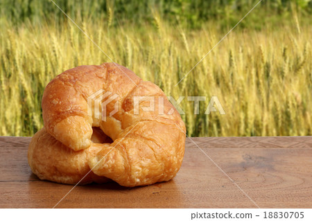 croissant bakery on teakwood table croissant bakery on teakwood table 18830705