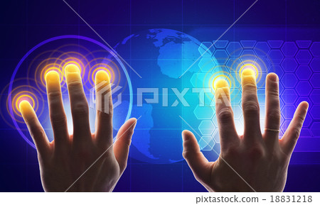 Hands with holographic screen 18831218