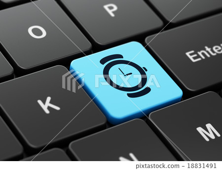 Timeline concept: Watch on computer keyboard Timeline concept: Watch on computer keyboard 18831491