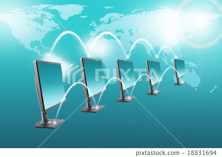 Set of monitors with world map 18831694