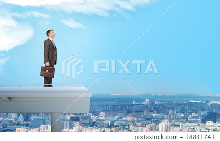 Businessman standing on roof 18831741