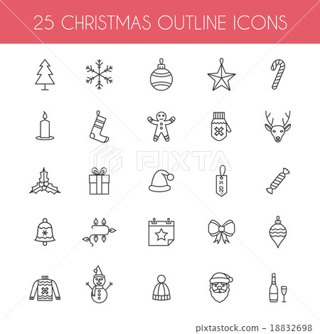 Christmas outline icons. Christmas outline icons. 18832698