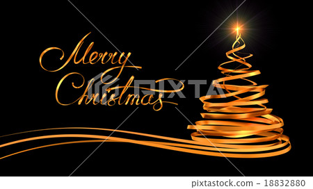 Christmas Tree From Gold Tapes On Black Background 18832880
