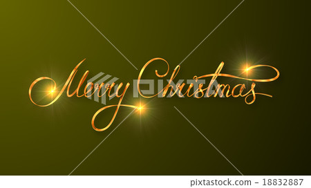 Gold Text Design Of Merry Christmas On Green 18832887