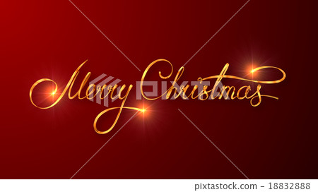 Gold Text Design Of Merry Christmas On Red 18832888