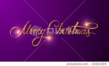 Gold Text Design Of Merry Christmas On Purple 18832889