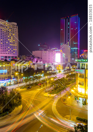 Night view of Saigon traffic 18833035