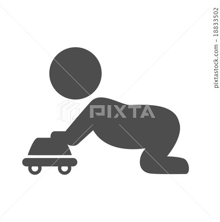 Baby plays with toy car pictogram flat icon Baby plays with toy car pictogram flat icon 18833502