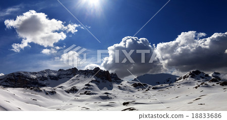 Panoramic view on plateau covered snow Panoramic view on plateau covered snow 18833686