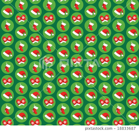 Seamless Pattern with Christmas Icons Gloves, Hats 18833687