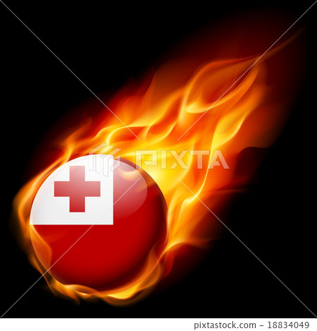 Round glossy icon of Tonga 18834049