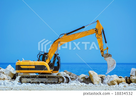 Excavator on the Seaside Excavator on the Seaside 18834532