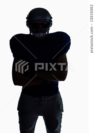 Silhouette American football player standing 18838862