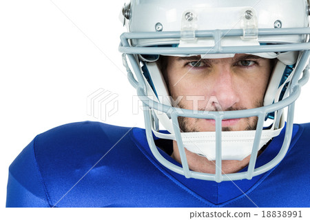 Portrait of stern American football player 18838991