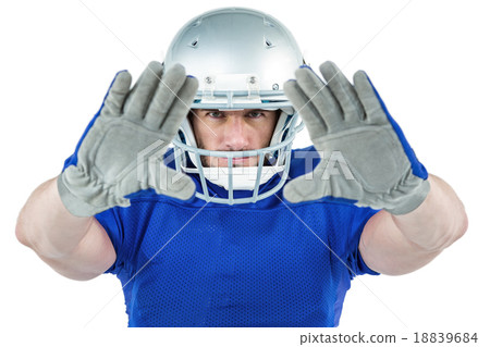 Portrait American football player defending Portrait American football player defending 18839684