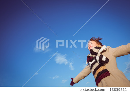 Happy pretty brunette outdoors Happy pretty brunette outdoors 18839811