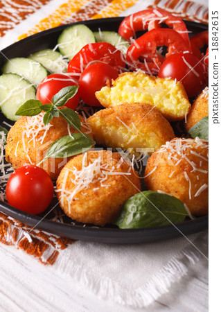 arancini rice balls with vegetables close-up arancini rice balls with vegetables close-up 18842615