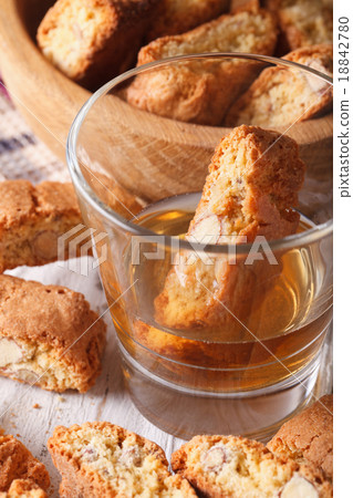 Homemade biscotti cookies with wine macro vertical 18842780