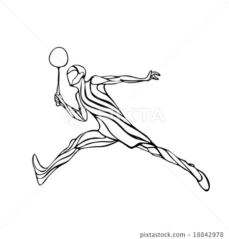 Abstract badminton player doing smash shot. Abstract badminton player doing smash shot. 18842978
