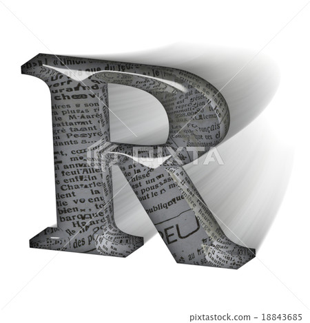 充滿活力的玻璃狀字母大寫字母（R）3D標誌 18843685