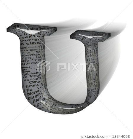 充滿活力的玻璃狀字母大寫字母（U）3D標誌 18844068