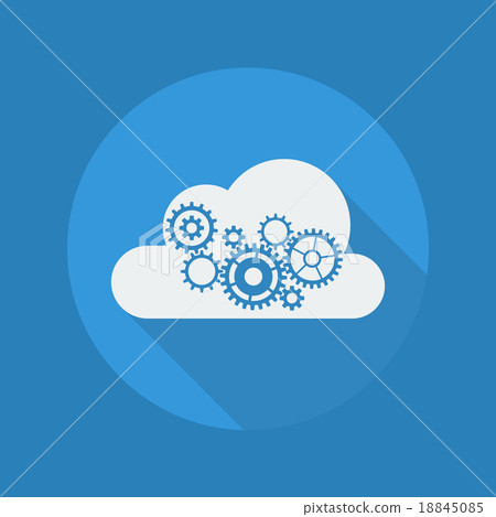 Cloud Computing Flat Icon. Cloud with Gears Cloud Computing Flat Icon. Cloud with Gears 18845085