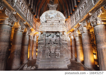 Ajanta Cave with Buddha statue inside Ajanta Cave with Buddha statue inside 18845257