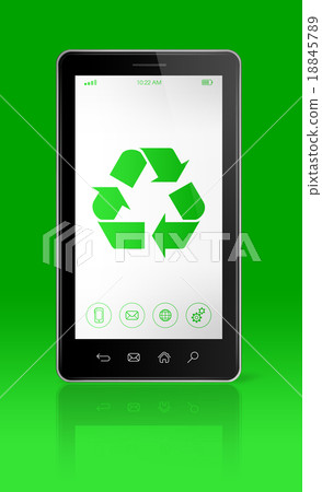 Smartphone with a recycling symbol on screen Smartphone with a recycling symbol on screen 18845789