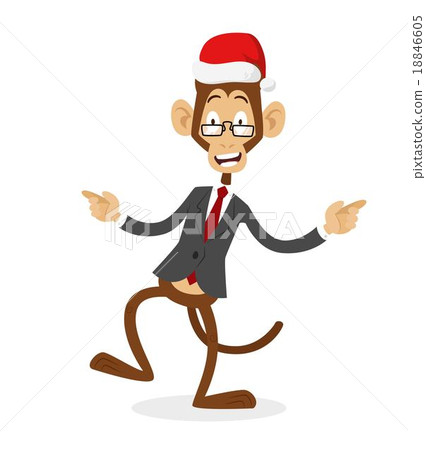 Funny monkey Christmas Santa hat dancing Funny monkey Christmas Santa hat dancing 18846605