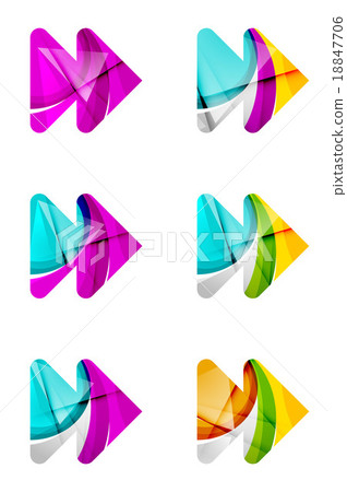Set of abstract next play arrow icon, business 18847706