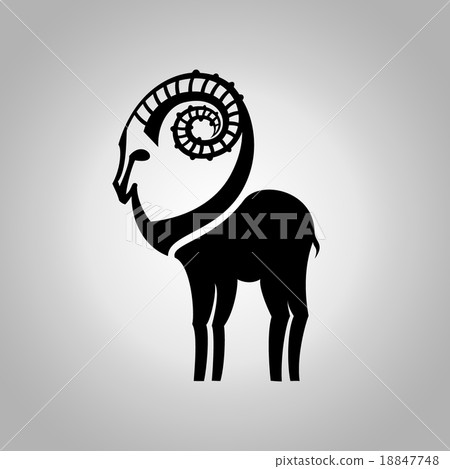 Stylized black silhouette of goat's figure. Stylized black silhouette of goat's figure. 18847748