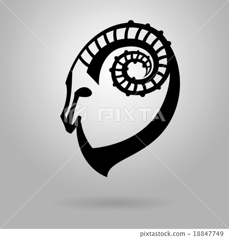 Stylized black silhouette of goat's head. Stylized black silhouette of goat's head. 18847749