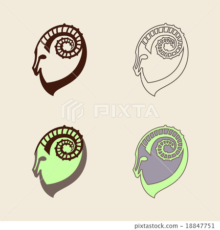 Stylized set of silhouettes of goat's head. Stylized set of silhouettes of goat's head. 18847751