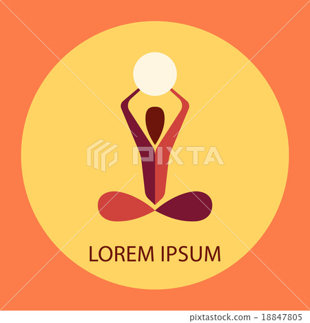 Stock Illustration: Colored yoga pose vector logo design template.