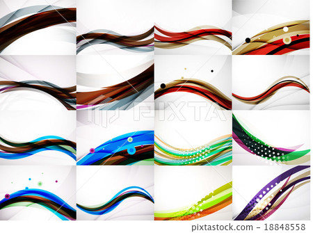 Set of abstract backgrounds, smooth blurred waves 18848558
