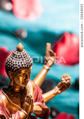 Six-armed Buddha meditating in yoga pose Six-armed Buddha meditating in yoga pose 18849683