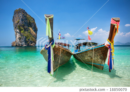 Longtail boat at the tropical beach of Poda 18850070