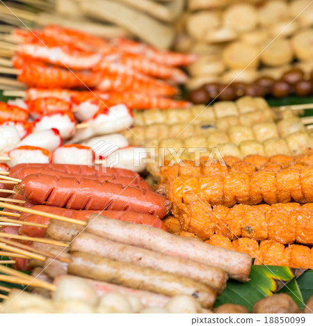 Street food in Thailand - fried sausages Street food in Thailand - fried sausages 18850099