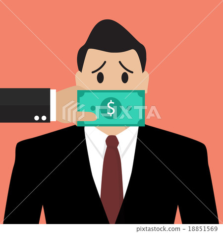 Businessman with dollar banknote taped to mouth 18851569
